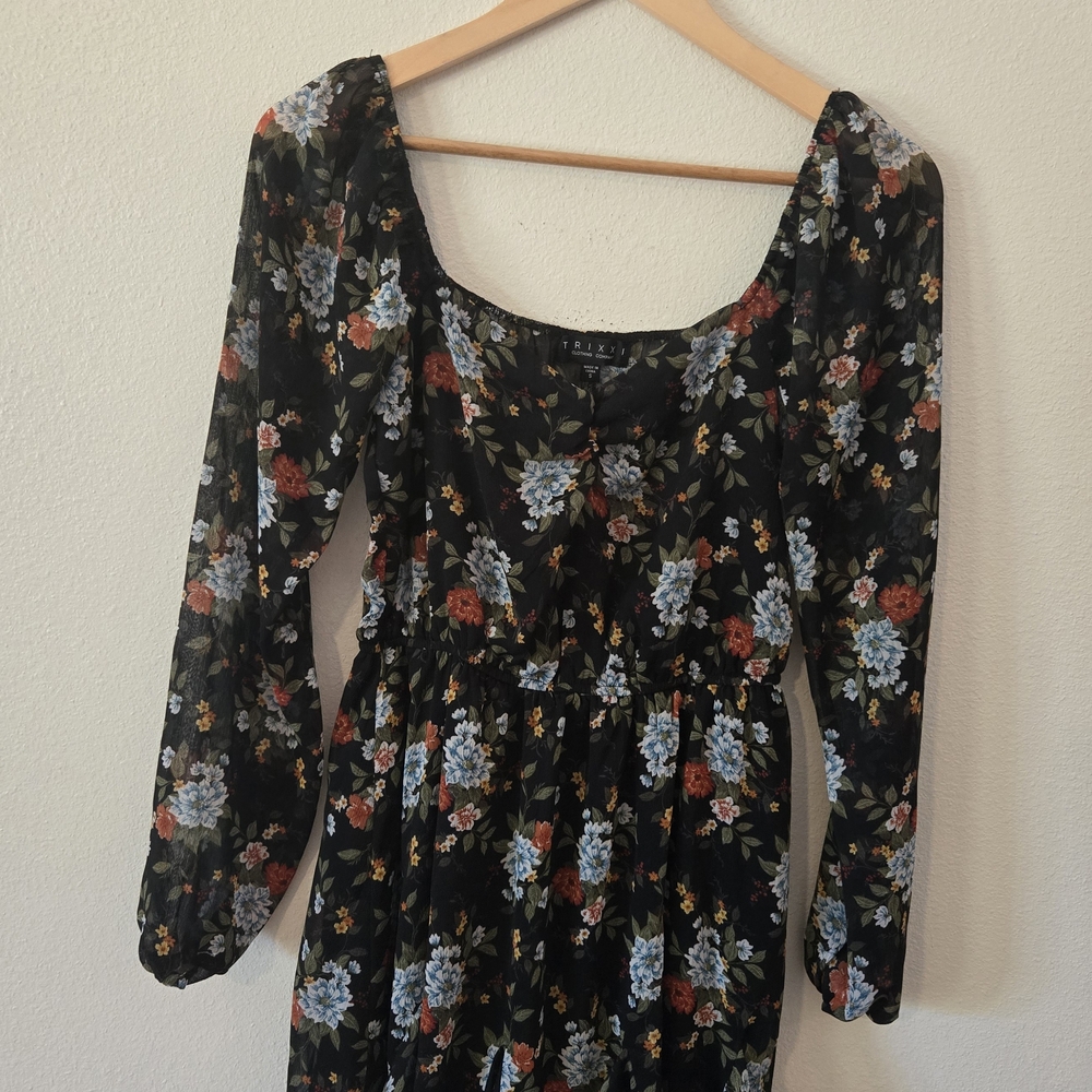 a new day Black Floral Long Sleeve Dress